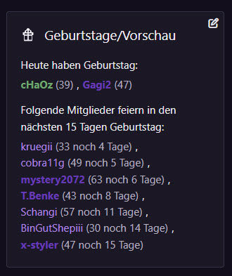 Geburtstage/Vorschau